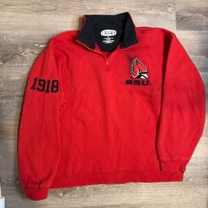 BSU Cardinals 1918 Quarter Zip Sweatshirt Red 2X Embroidered Athletic